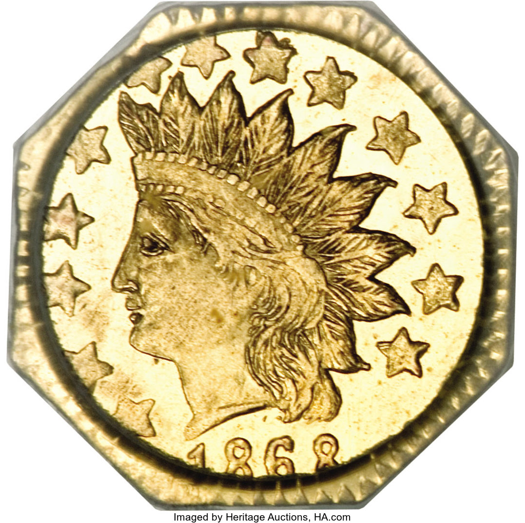 image for: 1868 50C Indian Octagonal 50 Cents, BG-960A, High R.6, MS63 PCGS....