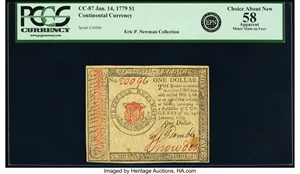 image for: Continental Currency January 14, 1779 $1 PCGS Apparent Choice About New 58....