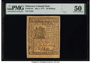 image for: Delaware May 1, 1777 20s PMG About Uncirculated 50....