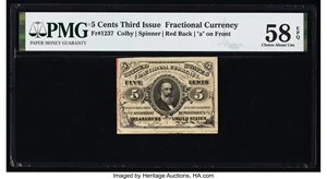 image for: Fr. 1237 5¢ Third Issue PMG Choice About Unc 58 EPQ....