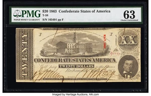 image for: T58 $20 1863 PF-21 Cr. 423 PMG Choice Uncirculated 63....