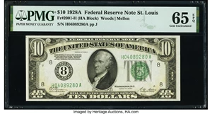 image for: Fr. 2001-H $10 1928A Federal Reserve Note. PMG Gem Uncirculated 65 EPQ....