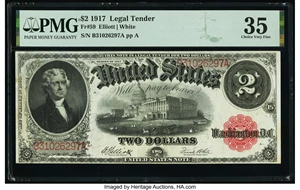 image for: Fr. 59 $2 1917 Legal Tender PMG Choice Very Fine 35....