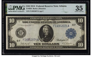 image for: Fr. 926 $10 1914 Federal Reserve Note PMG Choice Very Fine 35....