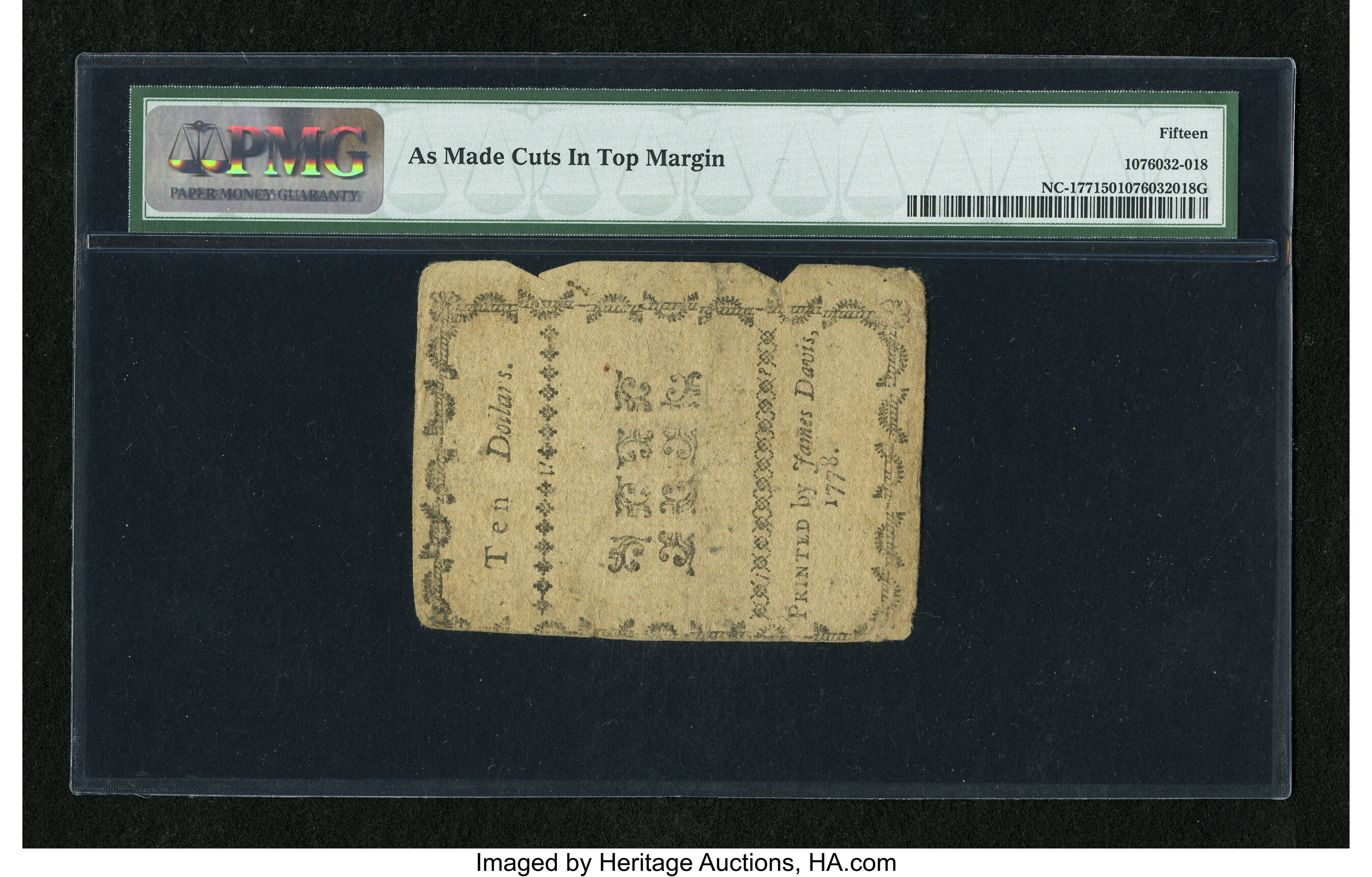 image for: North Carolina August 8, 1778 $10 PMG Choice Fine 15....