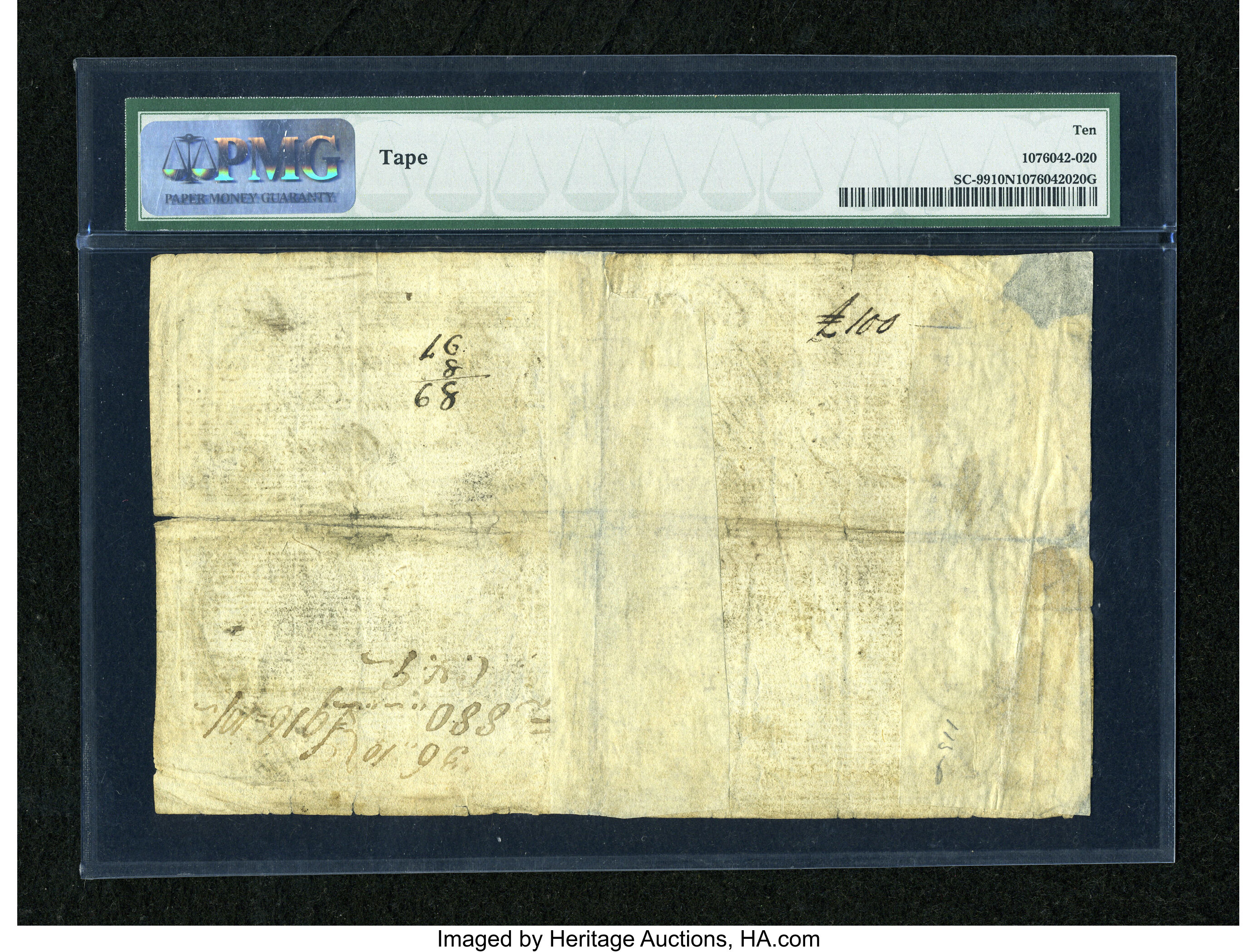 image for: South Carolina June 1, 1775 £10 PMG Very Good Net 10....