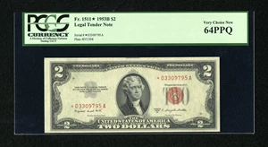 image for: Fr. 1511* $2 1953B Legal Tender Star Note. PCGS Very Choice New 64PPQ....