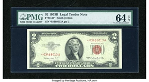image for: Fr. 1511* $2 1953B Legal Tender Note. PMG Choice Uncirculated 64 EPQ....