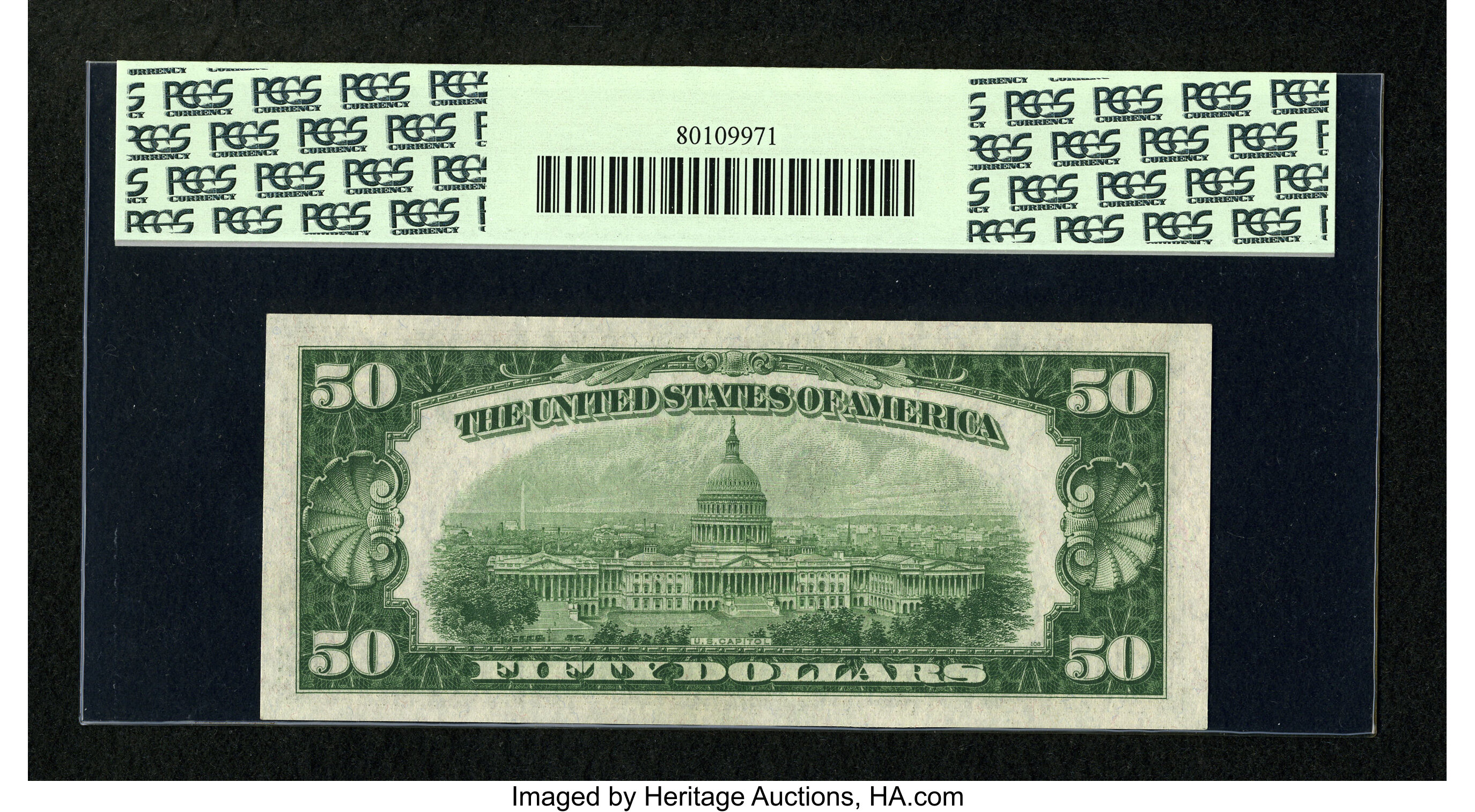 image for: Fr. 2102-B $50 1934 Dark Green Seal Federal Reserve Note. PCGS Gem New 65PPQ....