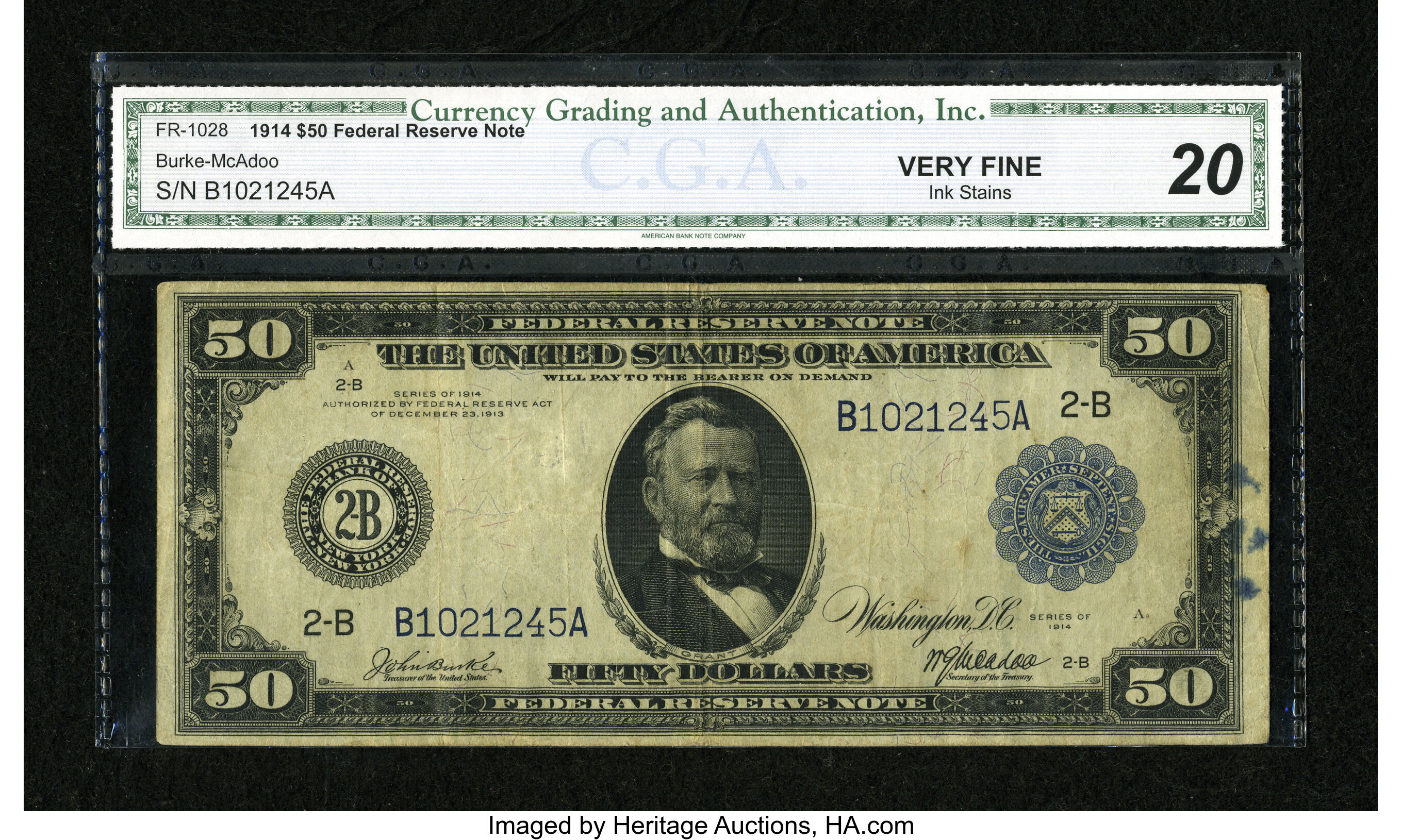 image for: Fr. 1028 $50 1914 Federal Reserve Note CGA Very Fine 20....