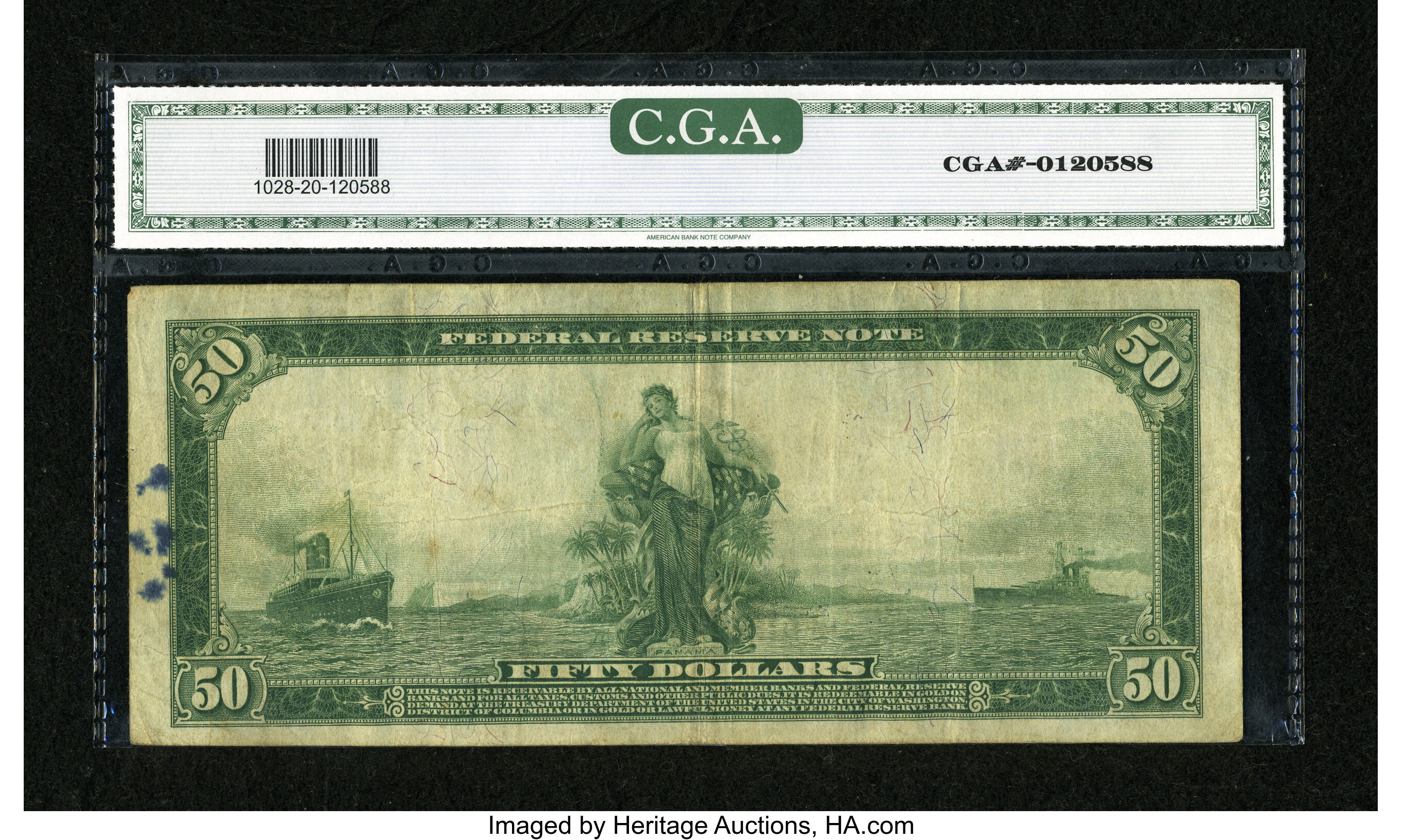image for: Fr. 1028 $50 1914 Federal Reserve Note CGA Very Fine 20....