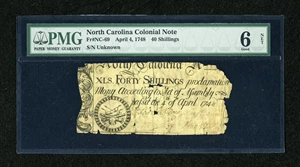 image for: North Carolina April 4, 1748 40s PMG Good Net 6....