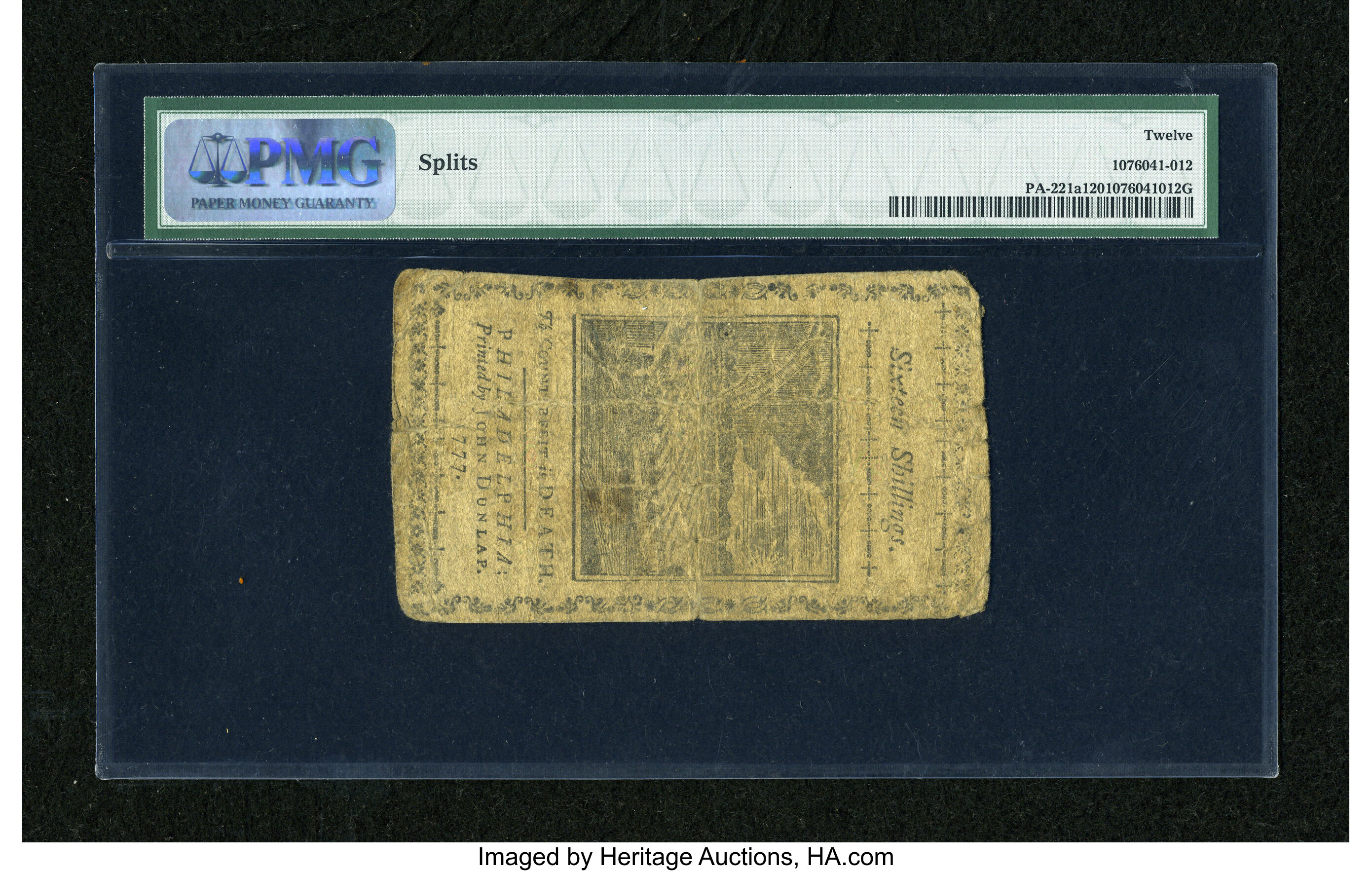 image for: Pennsylvania April 10, 1777 16s PMG Fine 12....