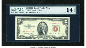 image for: Fr. 1511* $2 1953B Legal Tender Note. PMG Choice Uncirculated 64 EPQ....