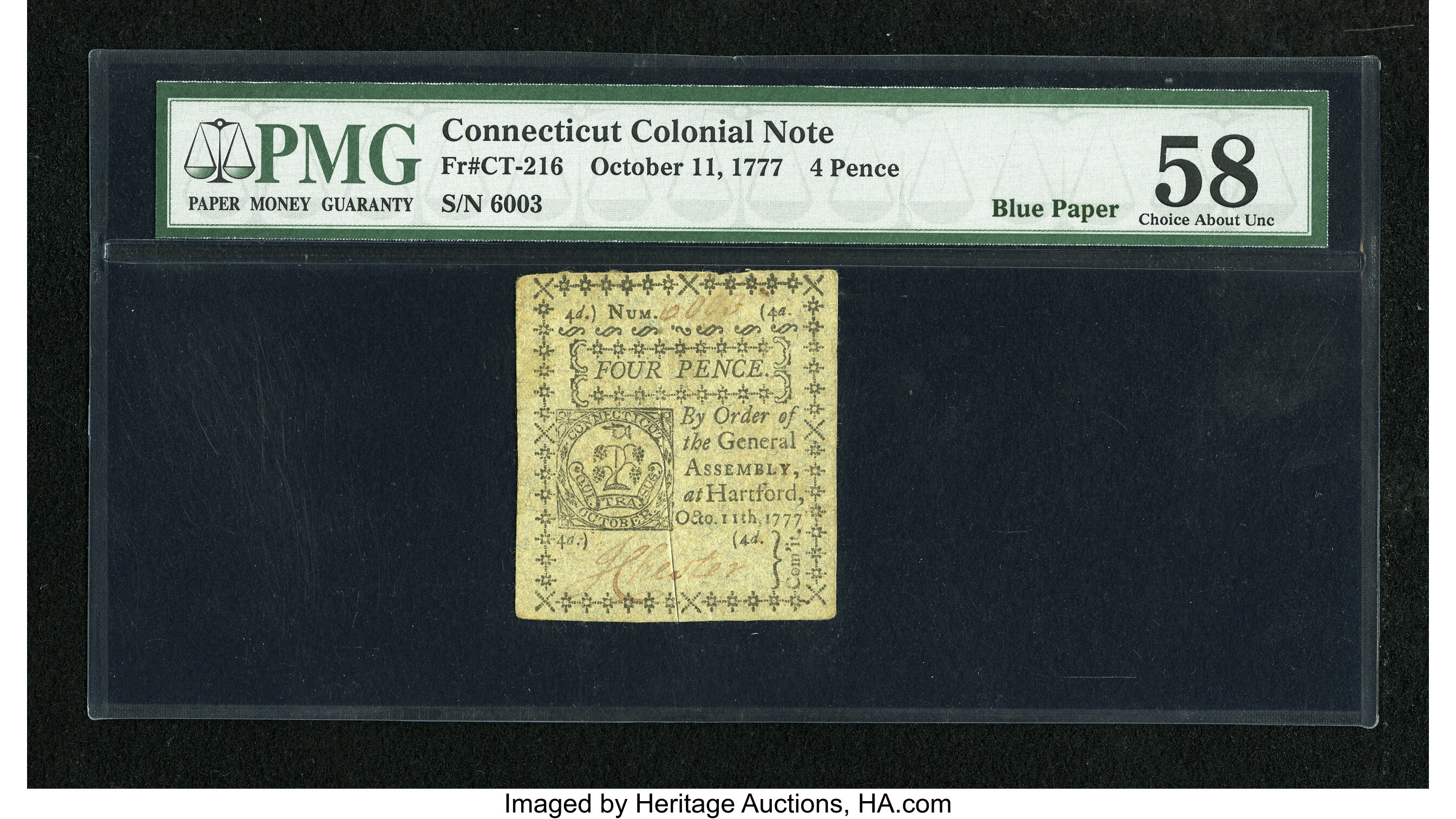 image for: Connecticut October 11, 1777 4d PMG Choice About Unc 58....