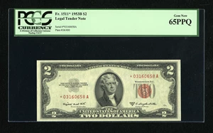 image for: Fr. 1511* $2 1953B Legal Tender Star Note. PCGS Gem New 65PPQ....
