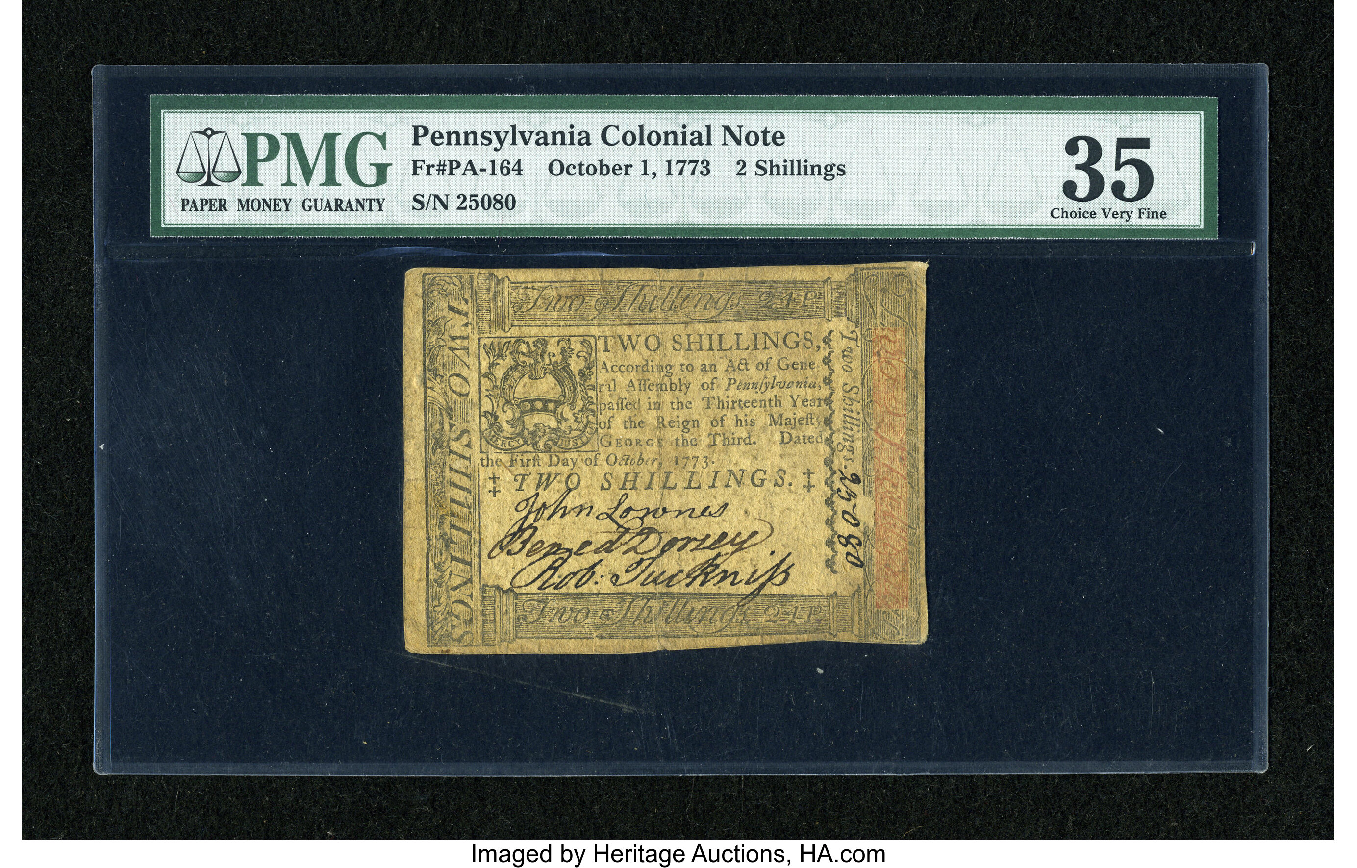 image for: Pennsylvania October 1, 1773 2s PMG Choice Very Fine 35....