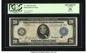 image for: Fr. 1010 $20 1914 Federal Reserve Note PCGS Apparent Very Fine 20....