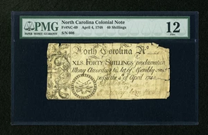 image for: North Carolina April 4, 1748 40s PMG Fine 12....