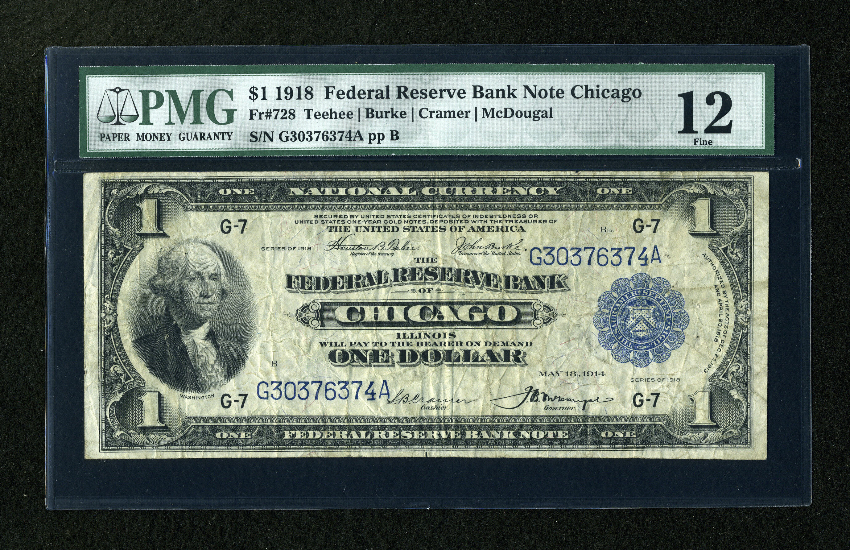 image for: Fr. 728 $1 1918 Federal Reserve Bank Note PMG Fine 12....