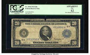 image for: Fr. 1010 $20 1914 Federal Reserve Note PCGS Apparent Fine 12....