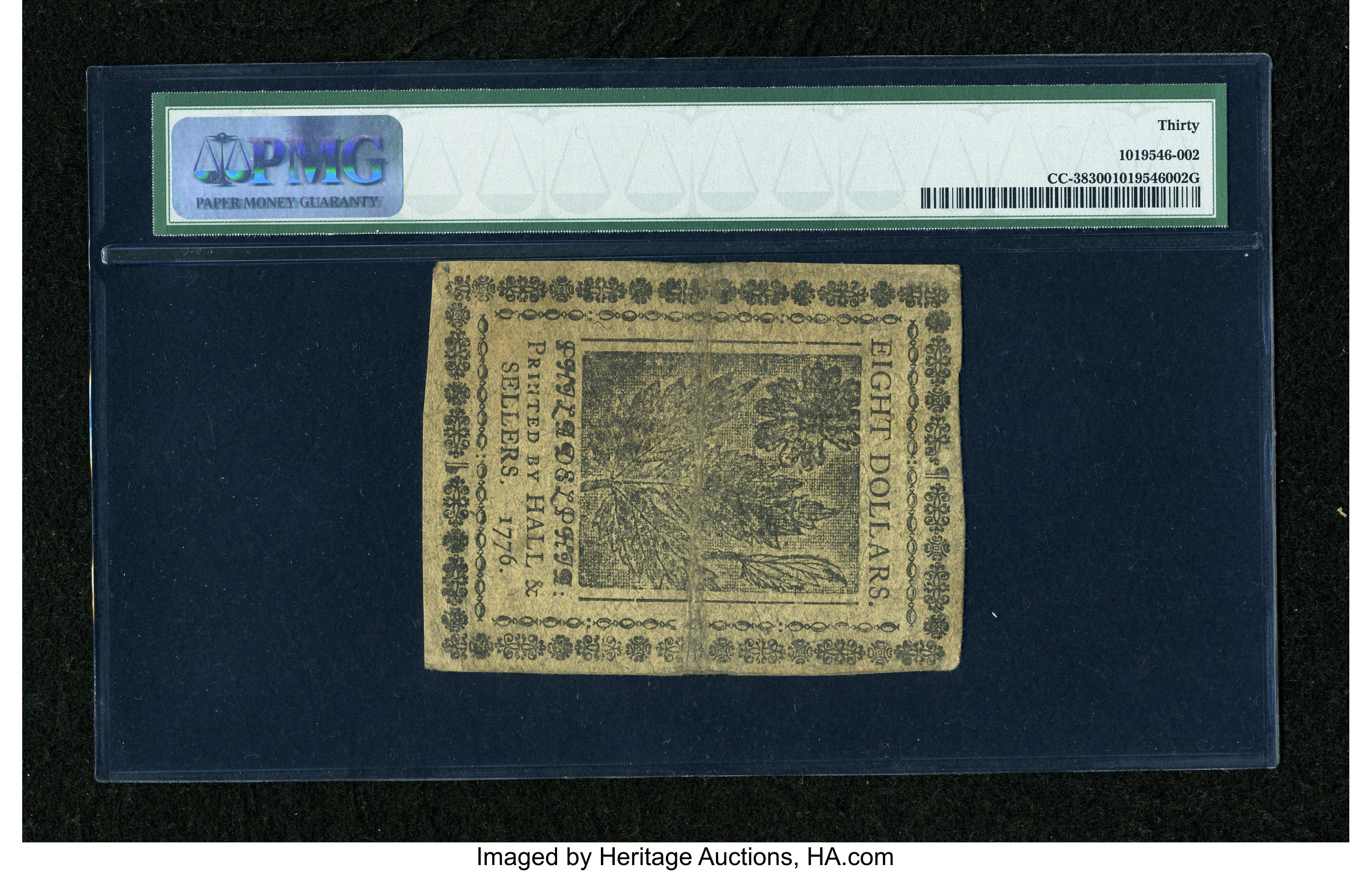 image for: Continental Currency May 9, 1776 $8 PMG Very Fine 30....