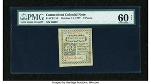 image for: Connecticut October 11, 1777 2d Slash Cancel PMG Uncirculated Net 60....
