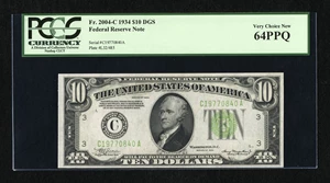 image for: Fr. 2004-C $10 1934 Federal Reserve Note. PCGS Very Choice New 64PPQ....