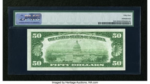 image for: Fr. 2101-B $50 1928A Federal Reserve Note. PMG About Uncirculated 55....