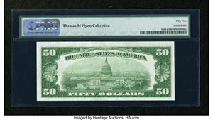 image for: Fr. 2102-K $50 1934 LGS Federal Reserve Note. PMG About Uncirculated 55....