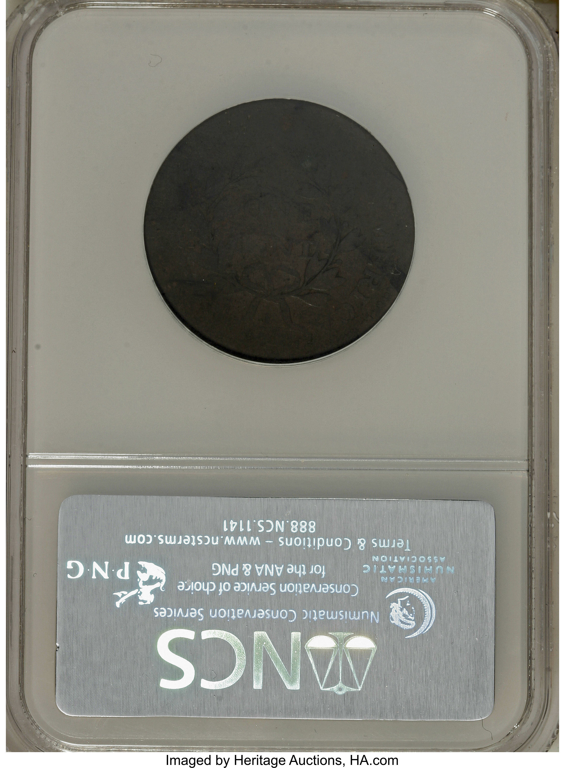 image for: 1797 1C Reverse of 1797, No Stems--Damaged--NCS. AG3 Details.  S-131. NGC Census: (0/0). PCGS Population (0/1).   (#1425)...