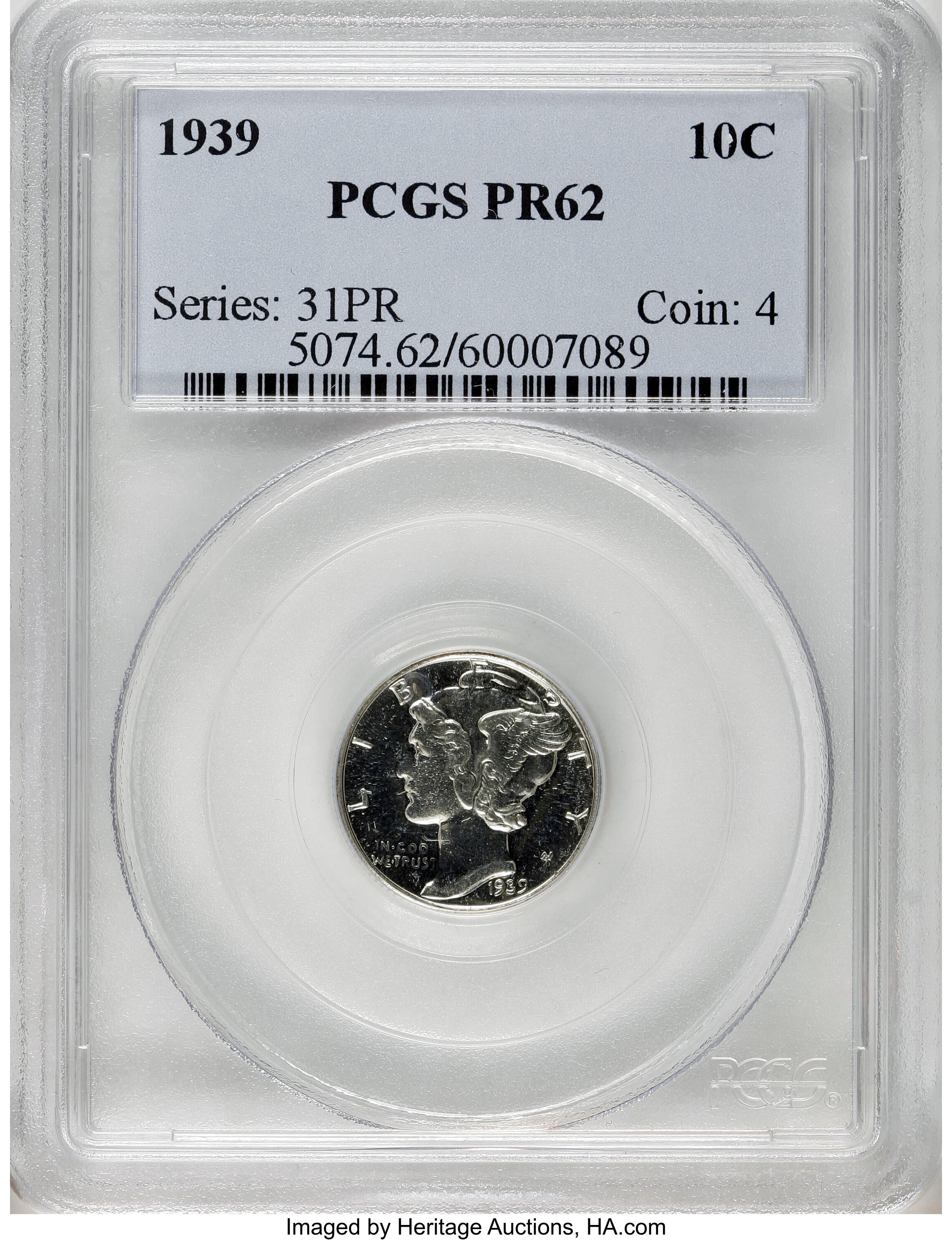1939 10C PR62 PCGS. PCGS Population (21/2505). NGC Census: (13/1681). Mintage: 9,321. Numismedia Wsl. Price for NGC/PCGS co...