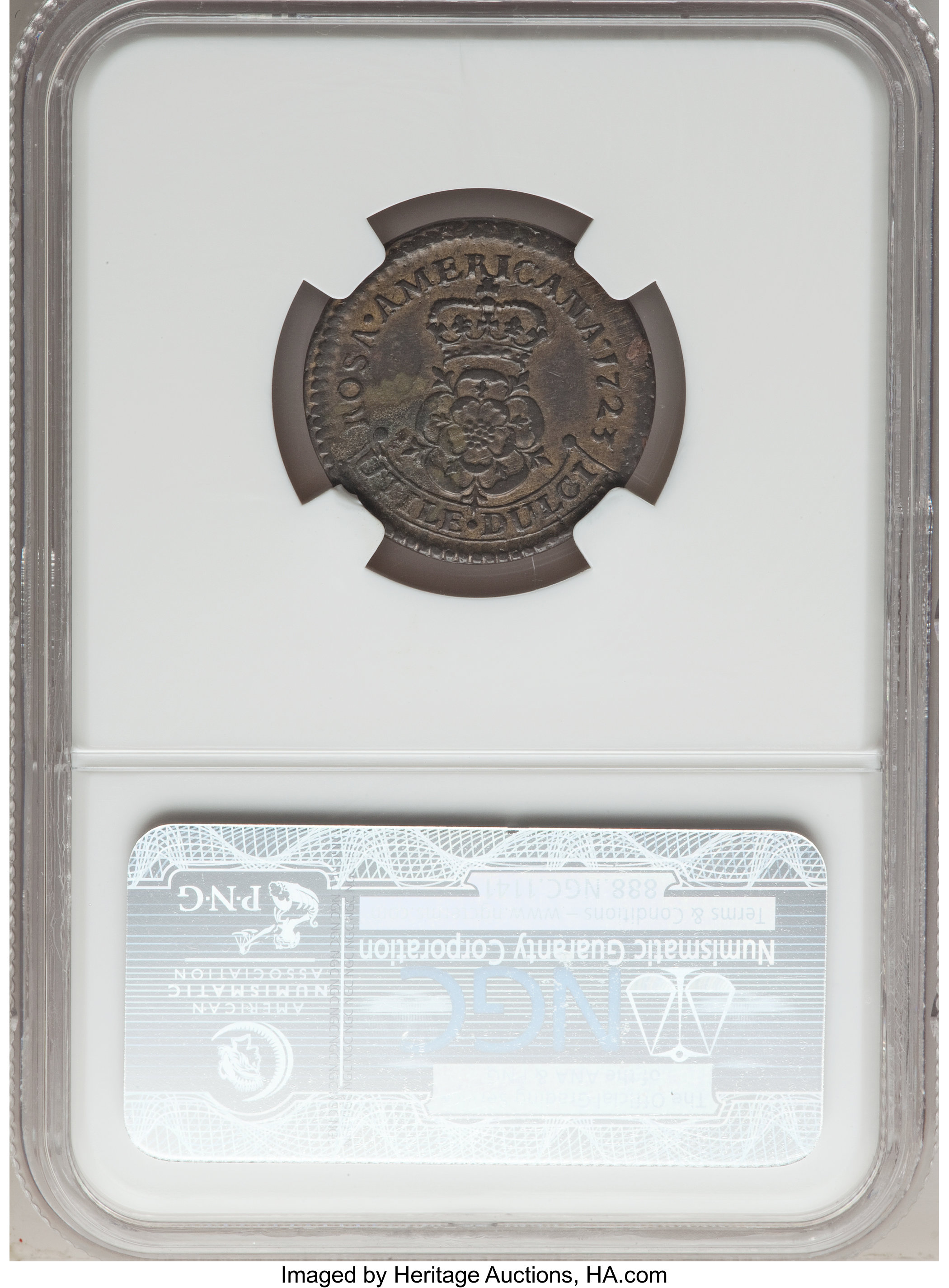 image for: 1723 1/2 P Rosa Americana Halfpenny, Crown XF45 NGC. NGC Census: (0/0). PCGS Population: (1/13).  ...