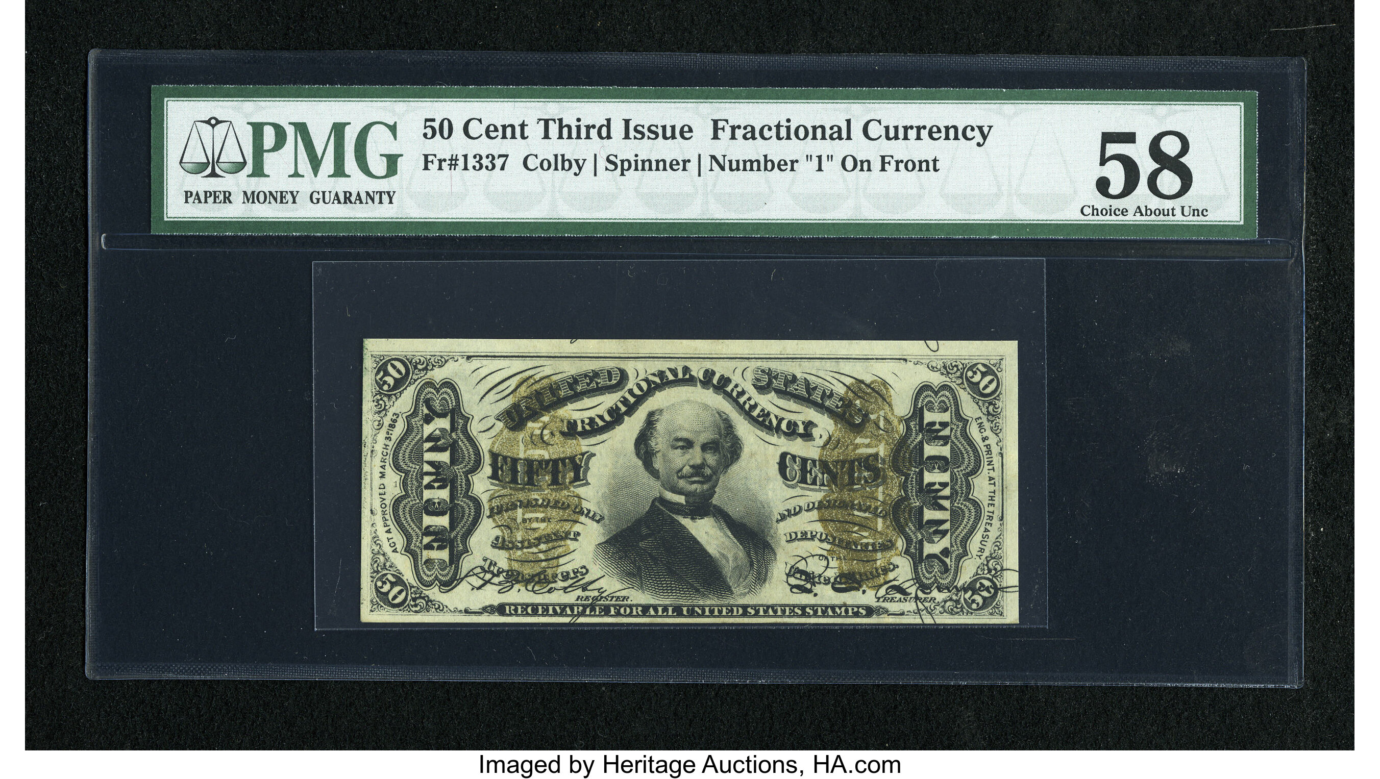 image for: Fr. 1337 50c Third Issue Spinner PMG Choice About Unc 58....