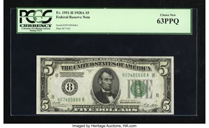 image for: Fr. 1951-H $5 1928A Federal Reserve Note. PCGS Choice New 63PPQ....