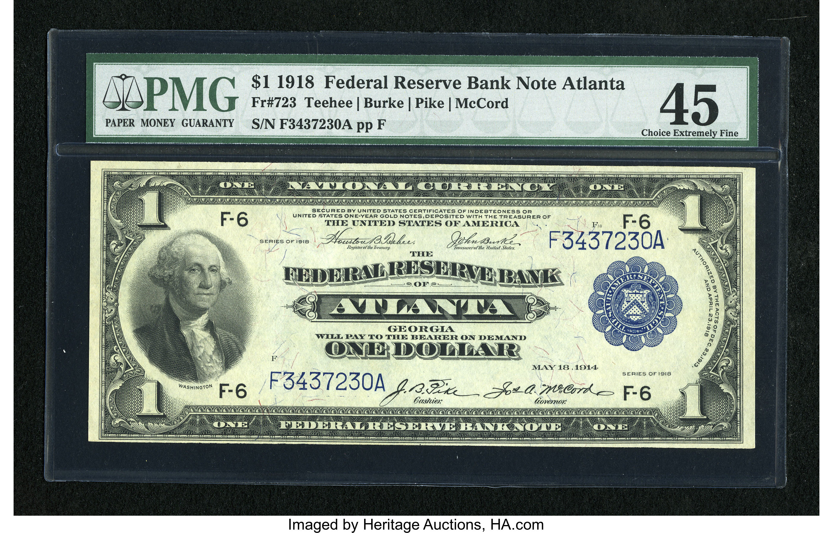 image for: Fr. 723 $1 1918 Federal Reserve Bank Note PMG Choice Extremely Fine 45....