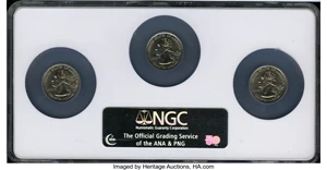 image for: 2004-D 25C Set of 3 Wisconsin Quarters, Wisconsin MS65 NGC. The Set includes 2004-D, 2004-D Extra Leaf High and 2004-D Extra... (Total: 3 coins)