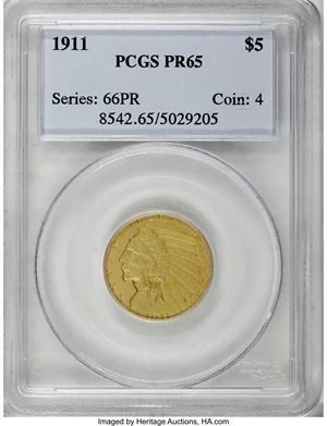 image for: 1911 $5 PR65 PCGS....