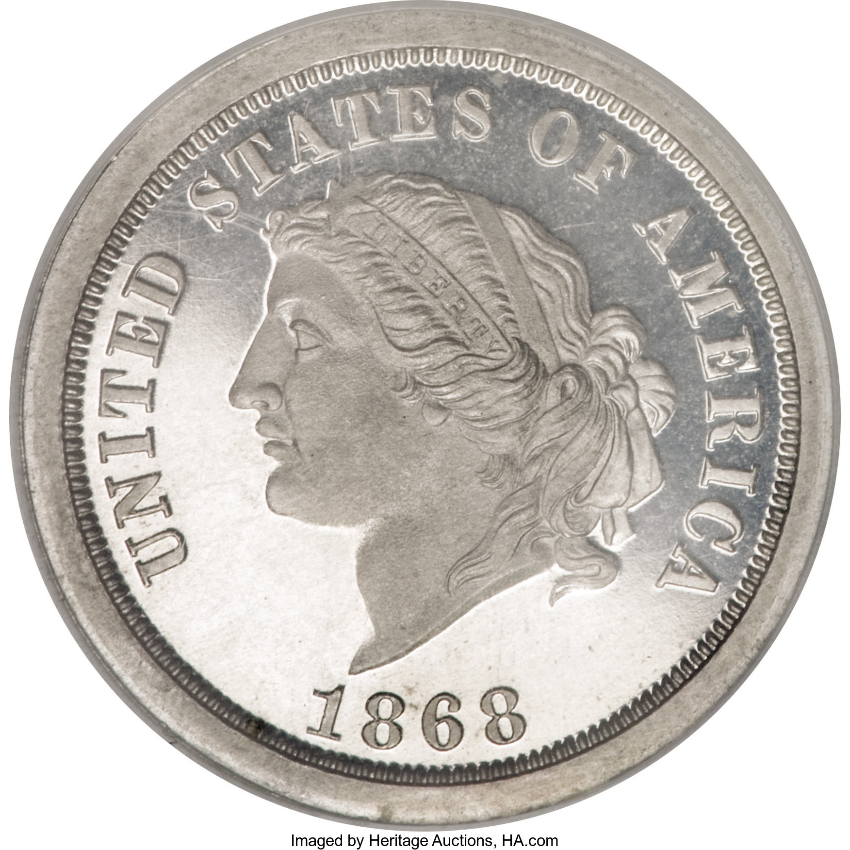 image for: 1868 $5 Dual Denomination $5-25 Francs, Judd-659, Pollock-732, Low R.7, PR66 NGC....