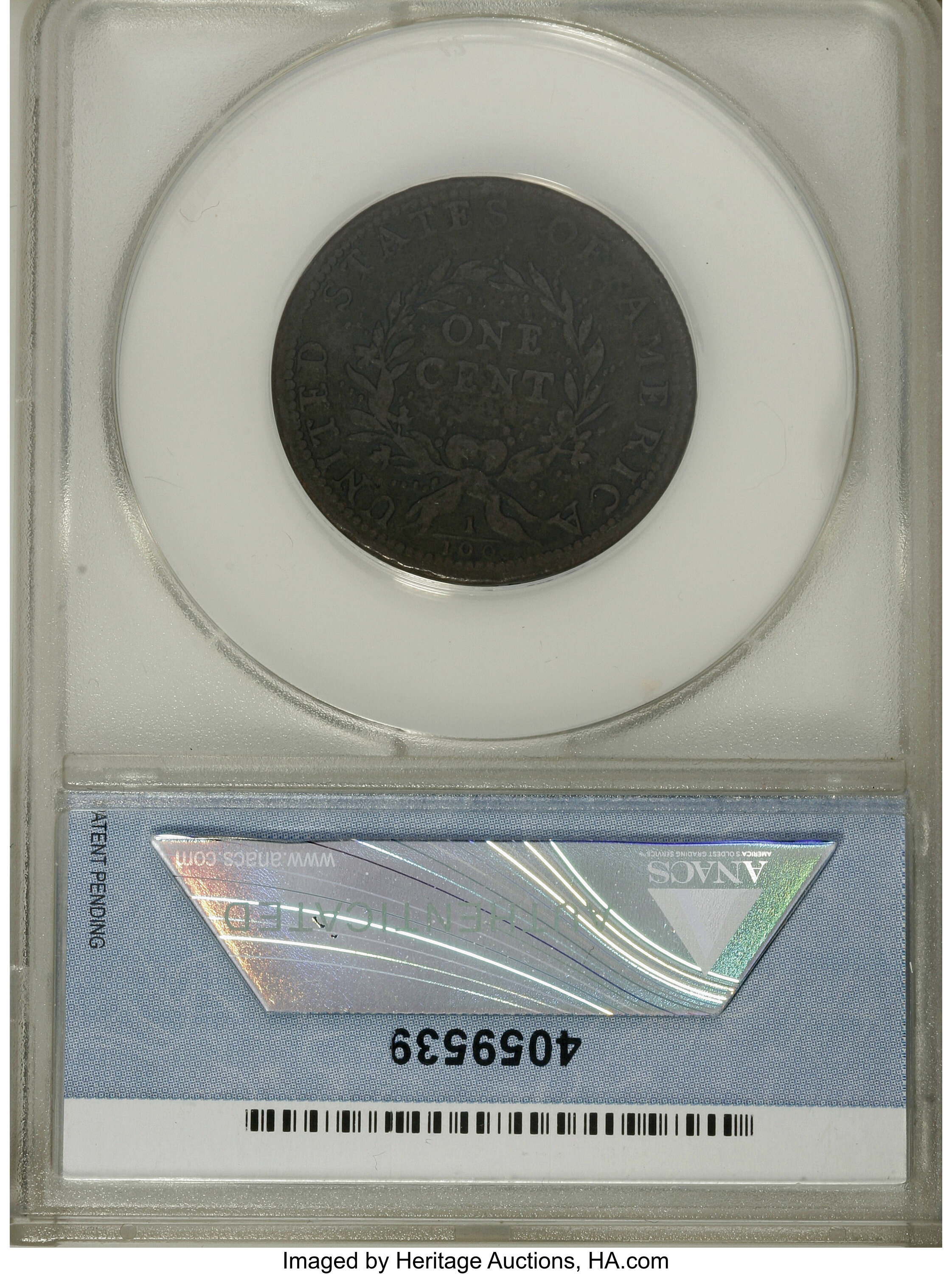 image for: 1793 1C Wreath Cent, Vine and Bars--Corroded--ANACS. Fine 12 Details....