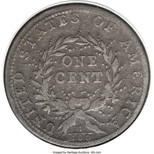 image for: 1793 1C Wreath Cent, Vine and Bars Edge--Corroded--ANACS. Fine 12 Details....