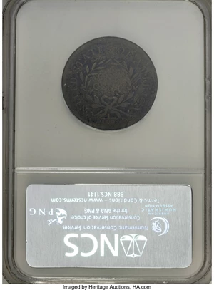 image for: 1793 1C Wreath Cent, Vine and Bars--Environmental Damage--NCS. VG Details....