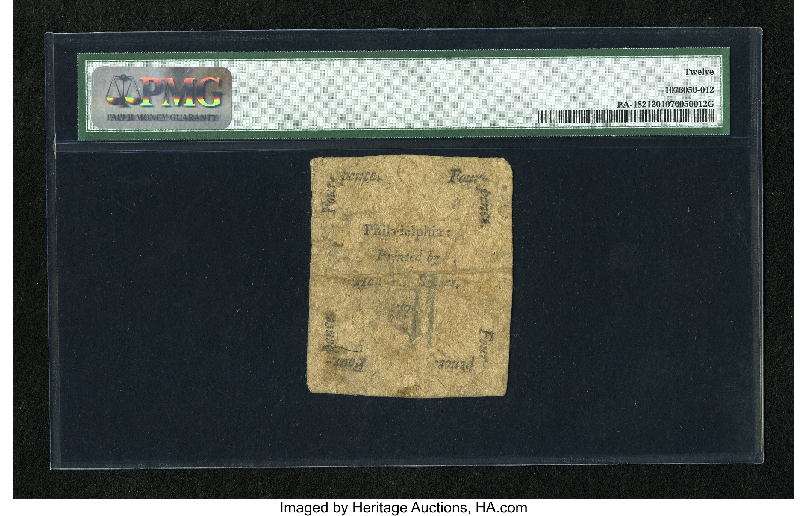 image for: Pennsylvania October 25, 1775 4d PMG Fine 12....