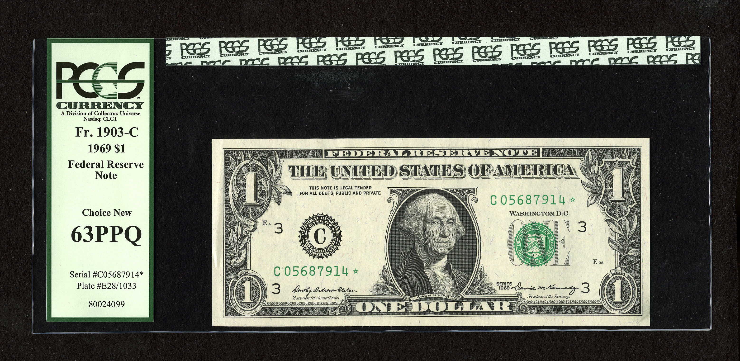 image for: Fr. 1903-C* $1 1969 Federal Reserve Star Note. PCGS Choice New 63PPQ....