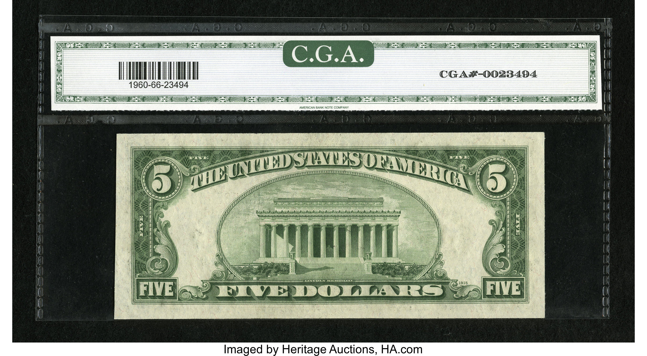 image for: Fr. 1960-J $5 1934D Federal Reserve Note. CGA Gem Uncirculated 66....