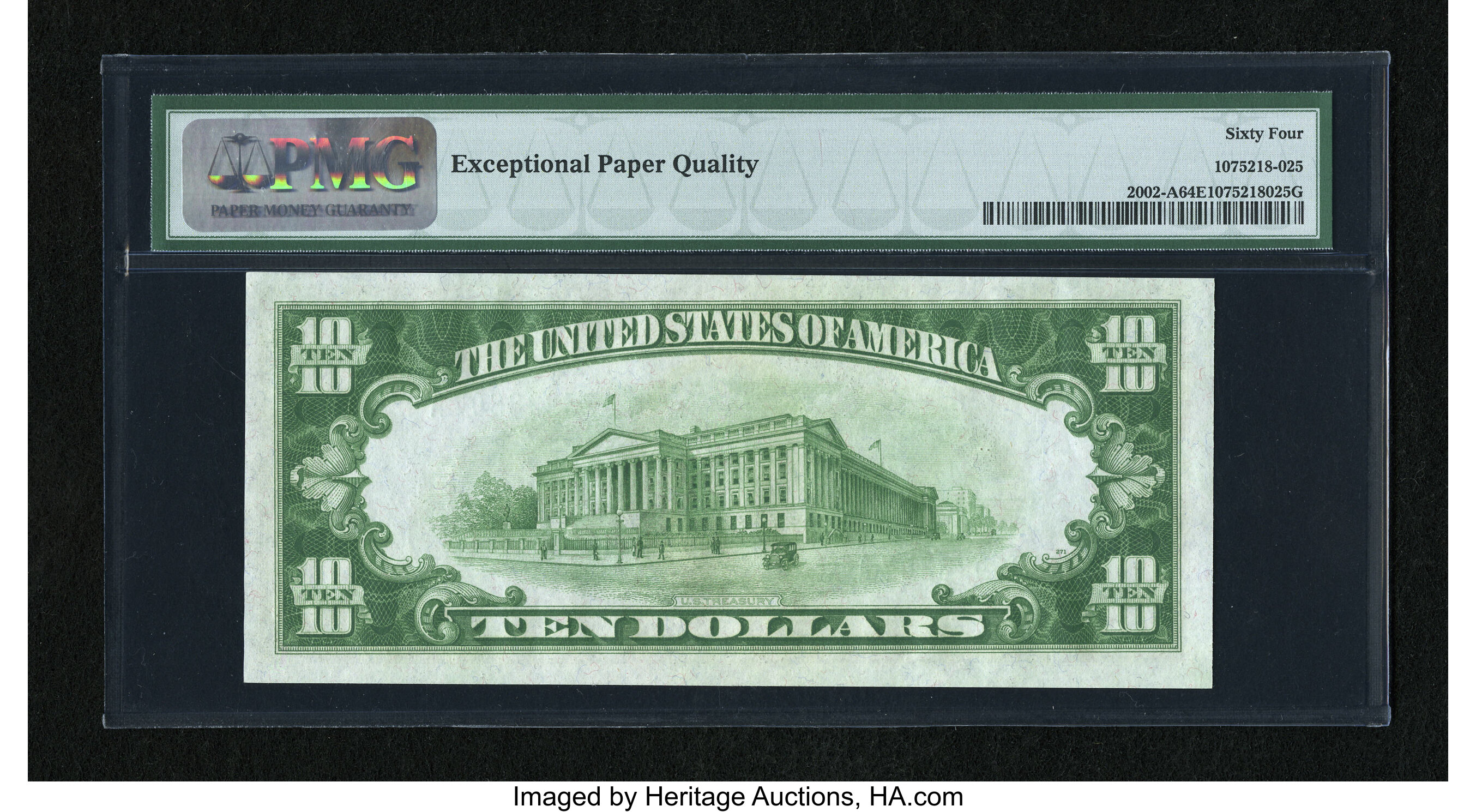 image for: Fr. 2002-A $10 1928B Dark Green Seal Federal Reserve Note. PMG Choice Uncirculated 64 EPQ....