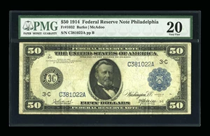 image for: Fr. 1032 $50 1914 Federal Reserve Note PMG Very Fine 20....