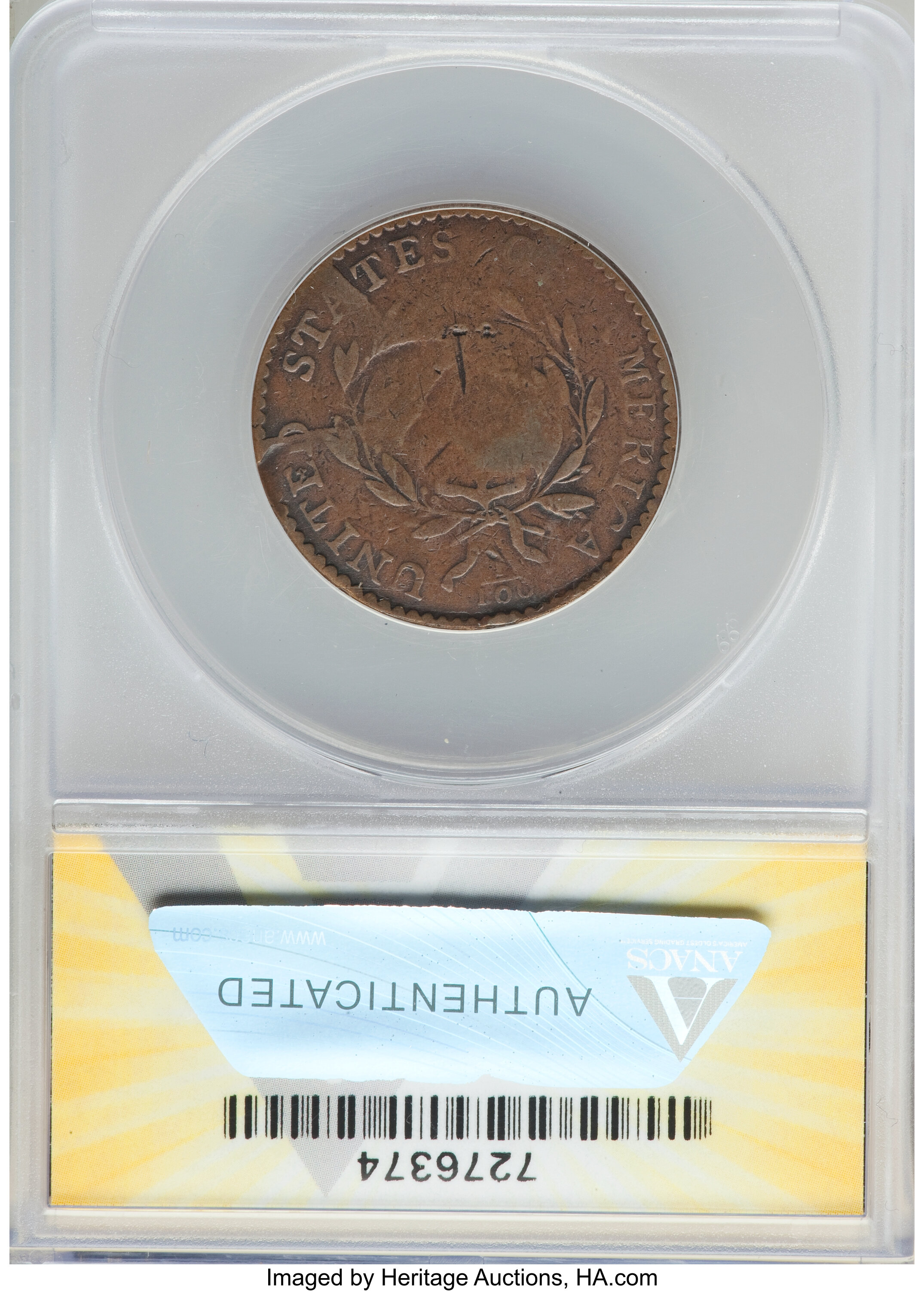 image for: 1794 1C Head of 1794, S-41, B-30, R.3, "I K" Counterstamp, -- Tooled -- ANACS. VG8 Details....