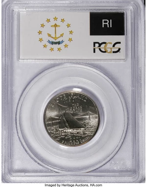image for: 2001-P 25C Rhode Island MS68 PCGS. PCGS Population (297/3). NGC Census: (0/0). Numismedia Wsl. Price for NGC/PCGS coin in ...