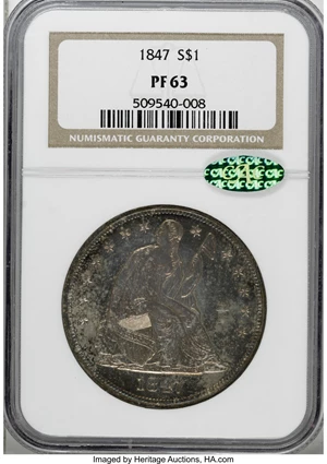 image for: 1847 $1 PR63 NGC. CAC....